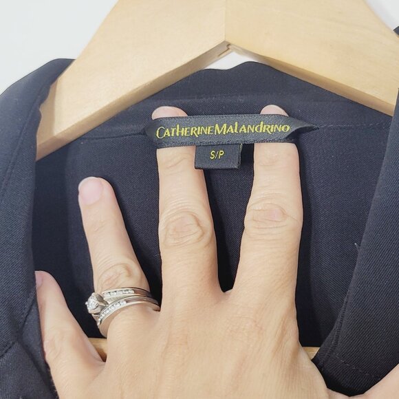 Catherine Malandrino Black Pocket Relaxed Fit Blouse Button Down Business Causal - Picture 8 of 12